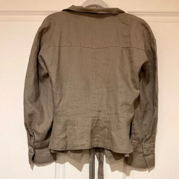 Zara Beige / Gray Tie 💯% Linen Top/Jacket sz XL - Picture 5 of 6